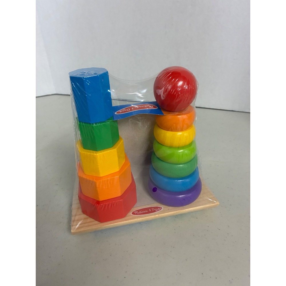 Melissa & Doug Double Rainbow Stacker Wooden Educational Toy 12 Pieces 35035 NEW - Picture 3 of 6